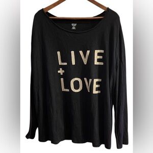 a.n.a A New Approach Black LIVE + LOVE Long Sleeve Top / T Shirt Size 3X